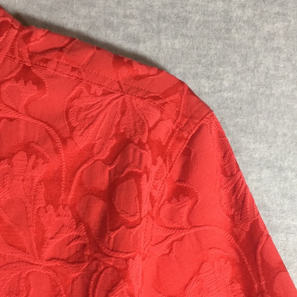 CHICO’S “Additions” Christmas Holiday Valentines Mandarin Style Brocade Jacket - Picture 7 of 15